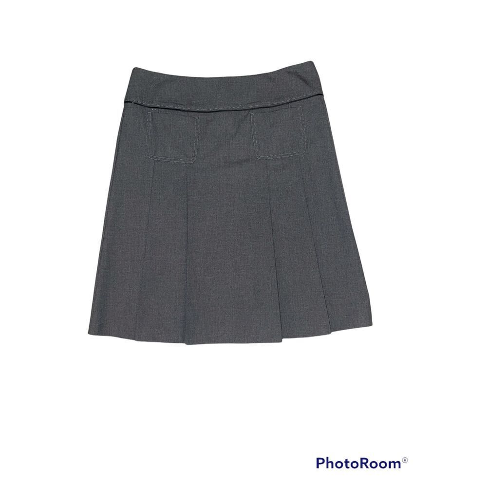 MAGASCHONI women's grey piped wool blend skirt size 6